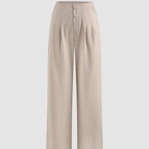 BNWT Solid Wide-Leg Button Decor Pants